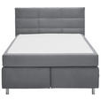 BOXSPRINGBETT 140/200 cm  in Hellgrau  - Hellgrau/Alufarben, KONVENTIONELL, Textil/Metall (140/200cm) - Dieter Knoll