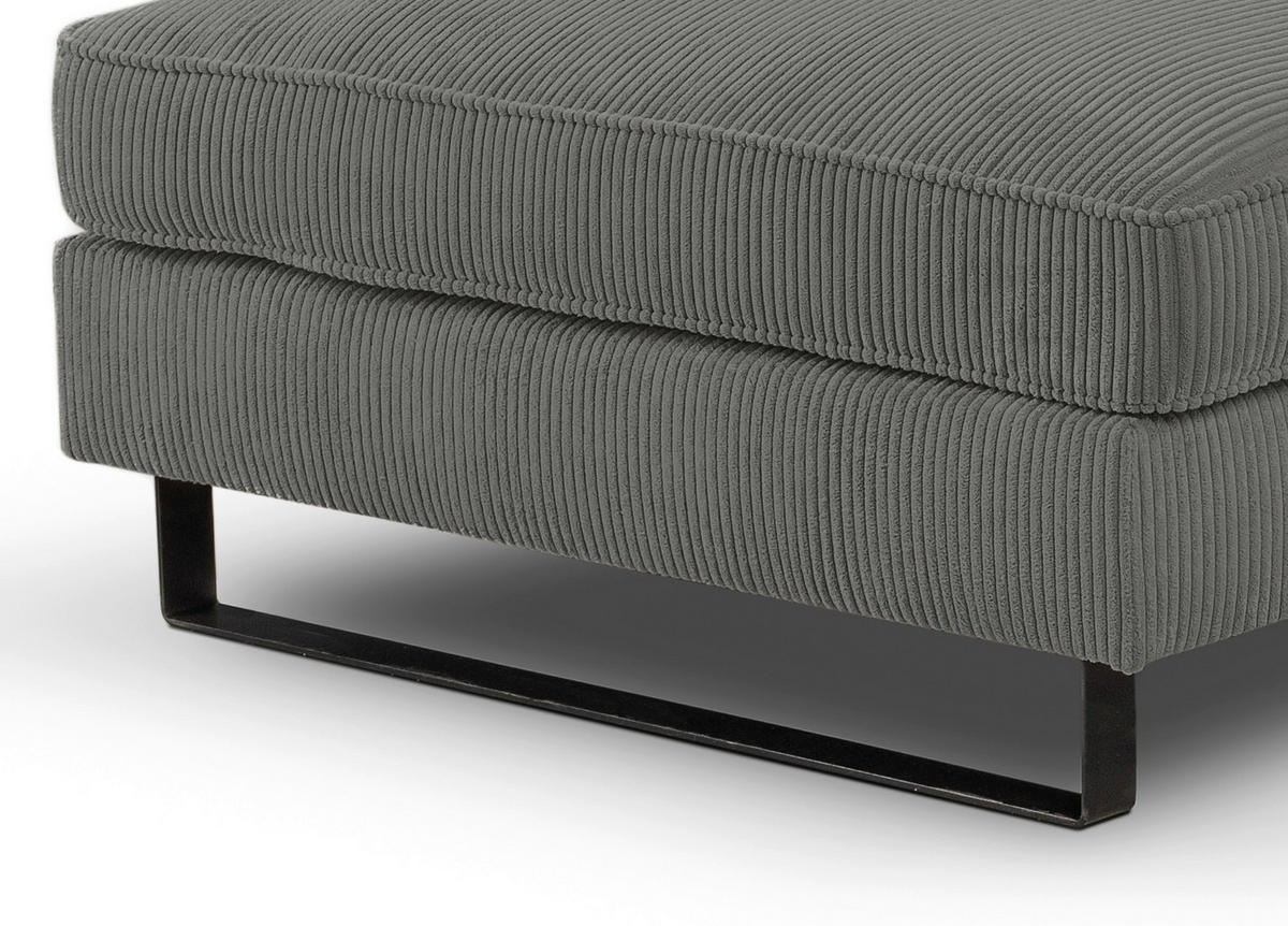 ECKSOFA BOLIVIA Grau Cord  - Beige/Schwarz, Basics, Textil/Metall (276/183cm) - MID.YOU