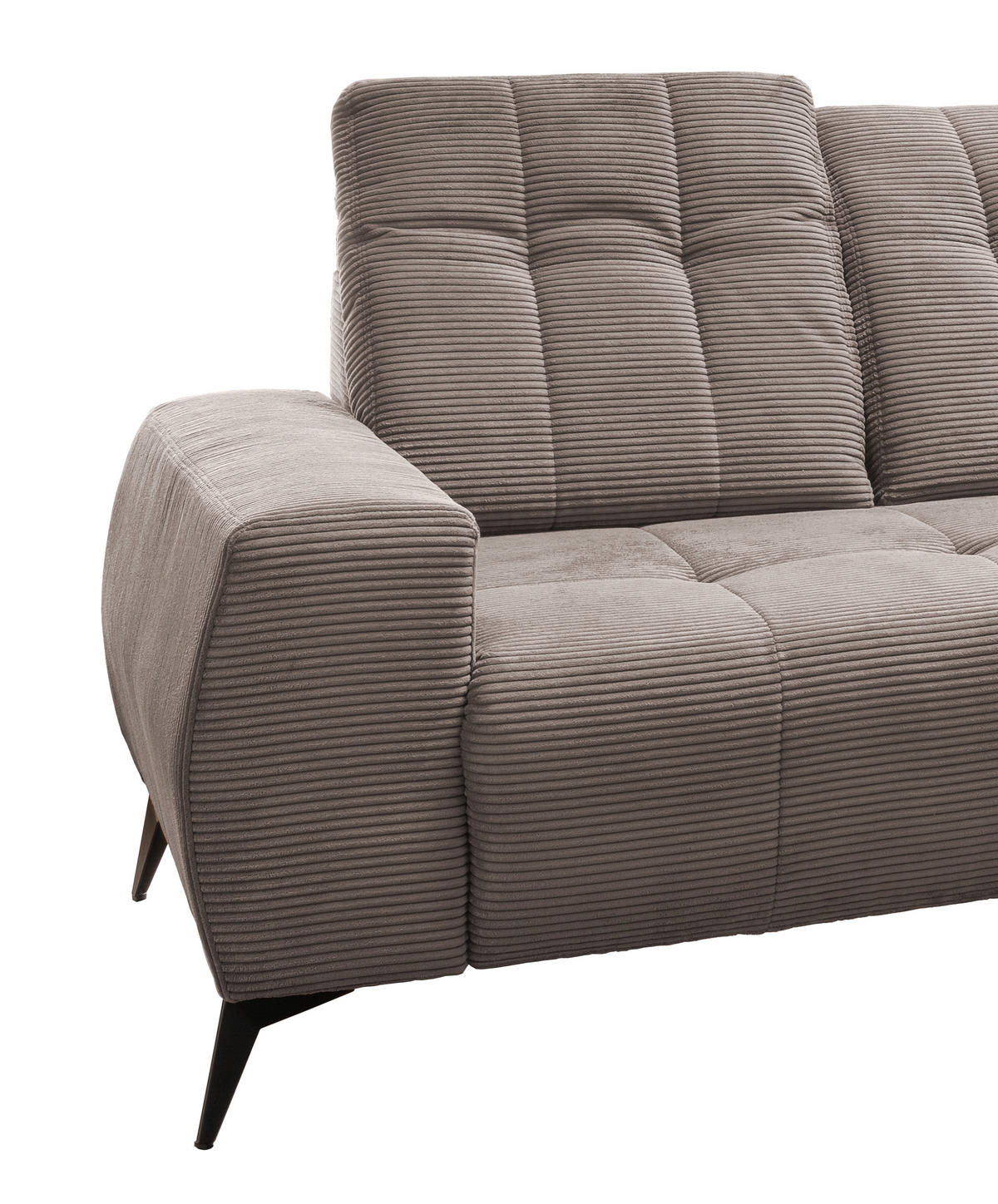 ECKSOFA in Cord Graubraun  258/180 cm  - Graubraun/Schwarz, MODERN, Textil/Metall (258/180cm) - Livetastic