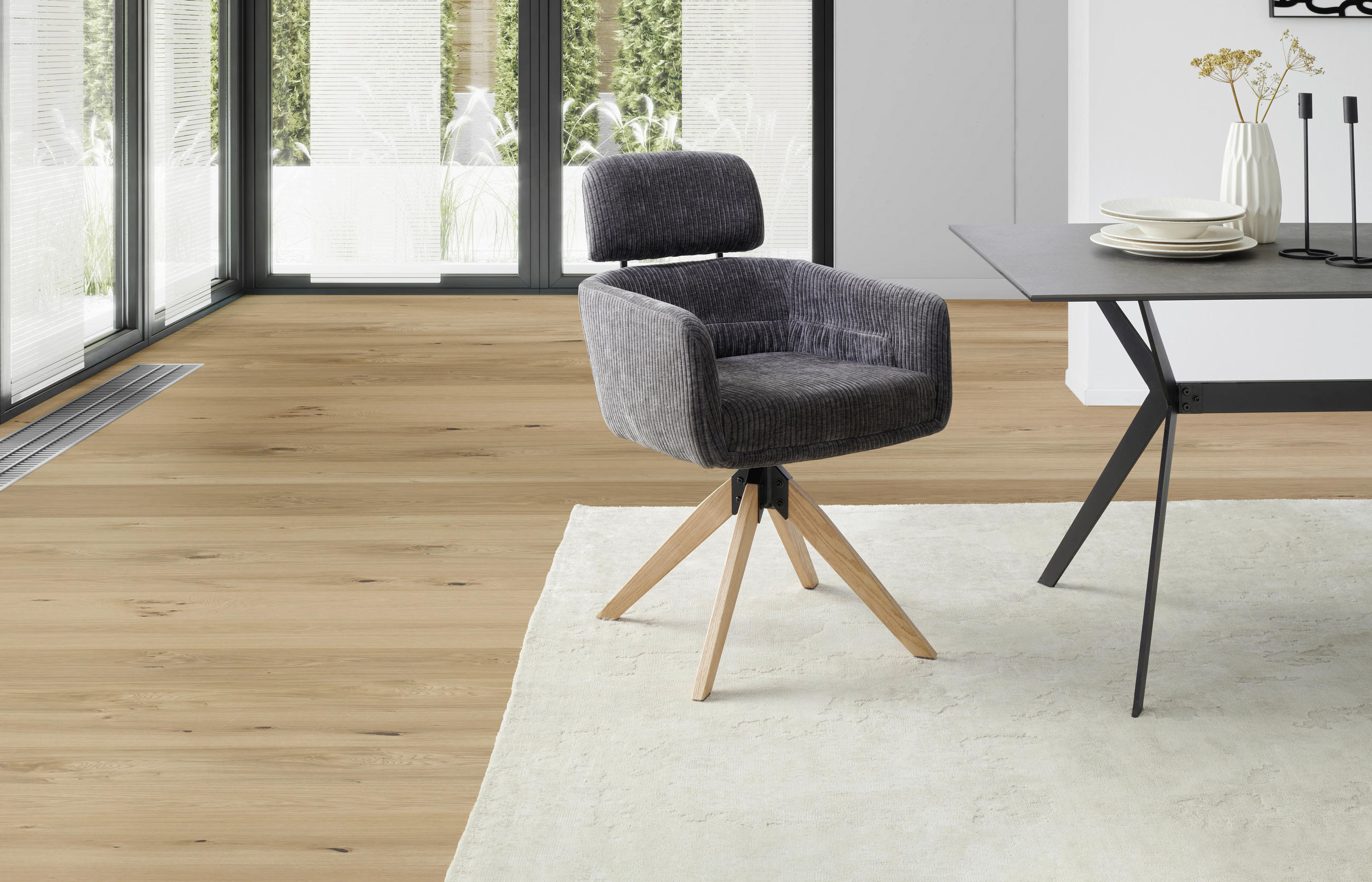 ARMLEHNSTUHL in Holz, Metall, Textil Anthrazit  - Anthrazit/Naturfarben, KONVENTIONELL, Holz/Textil (60/90/69cm) - Livetastic
