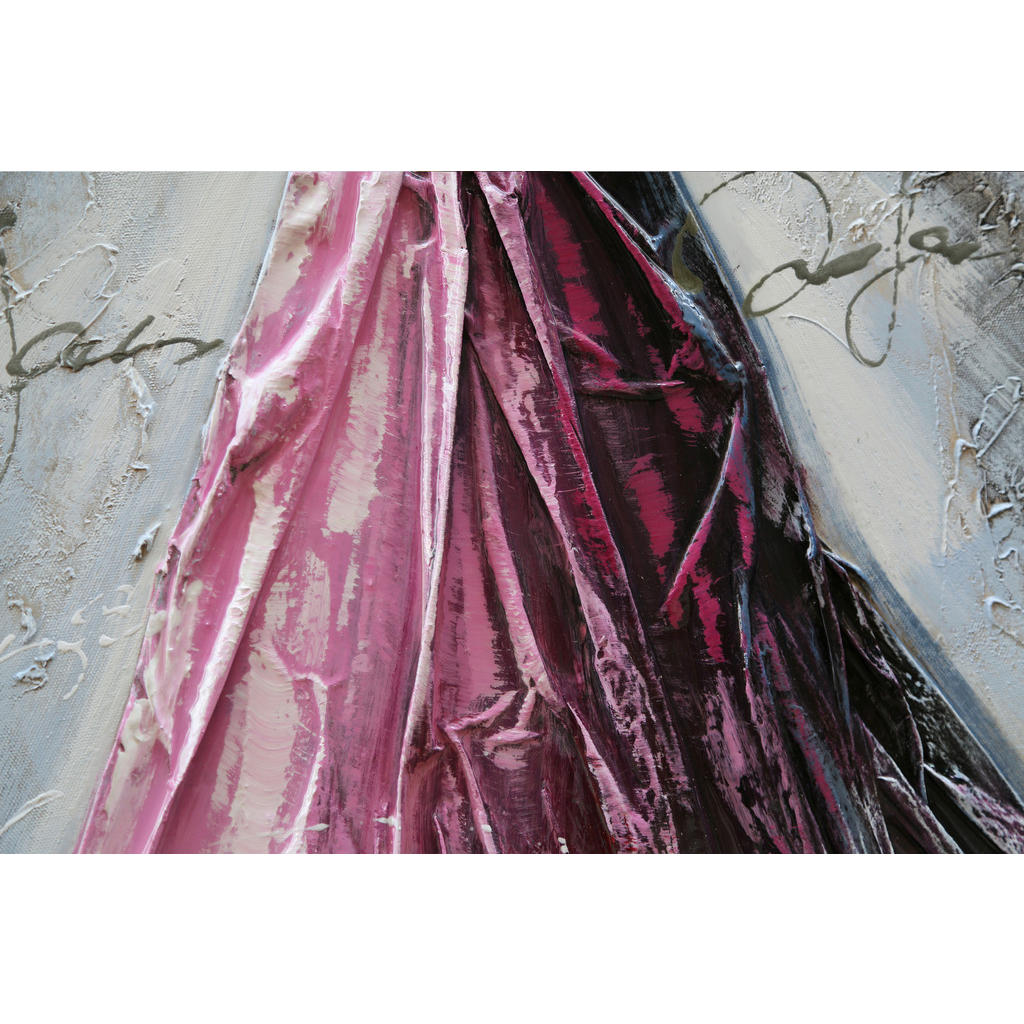 Thumbnail - Monee Unikat, Weiß, Violett, Holz, Textil, Tanne, massiv, rechteckig, 50x100 cm, handgemalt, Bilder und Zubehör, Wandbil...