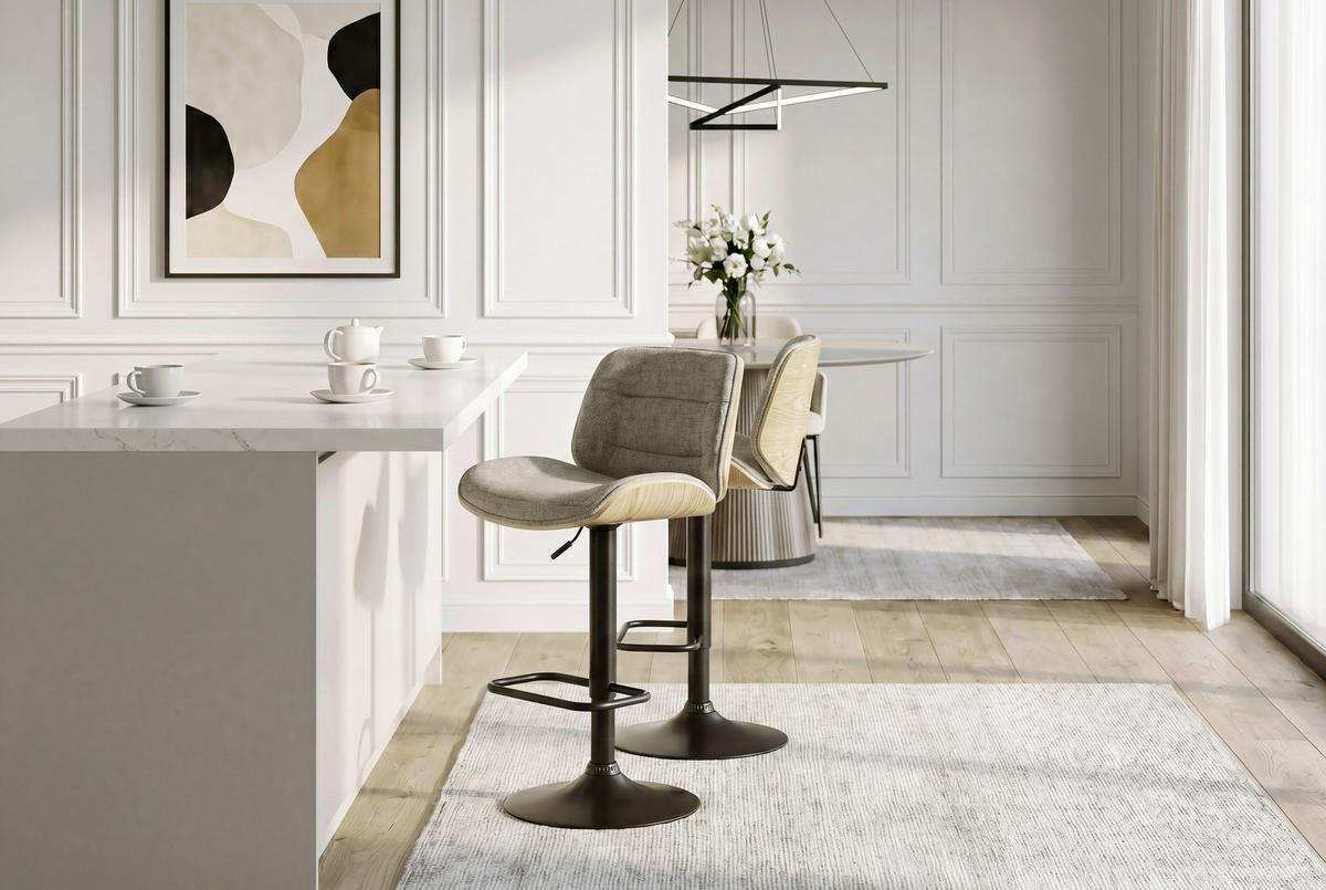 BARHOCKER in Naturfarben, Schwarz, Beige  - Beige/Schwarz, MODERN, Holz/Textil (47/87/109/50cm) - Livetastic