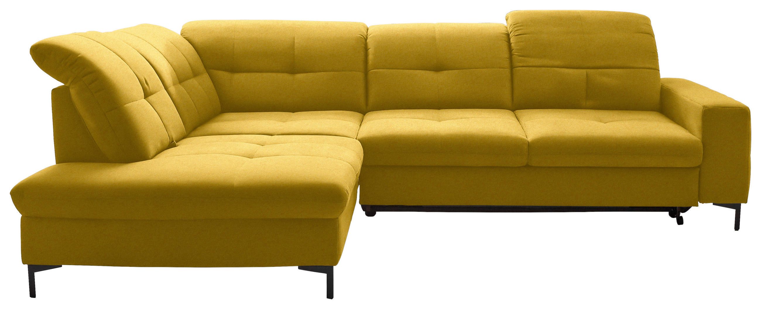 ECKSOFA in Chenille Currygelb  - Currygelb/Schwarz, Design, Textil/Metall (240/308cm) - Xora
