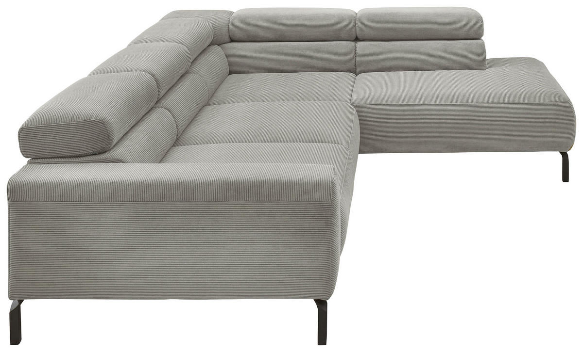 ECKSOFA in Feincord Grau  - Schwarz/Grau, Design, Textil/Metall (273/219cm) - Pure Home Comfort