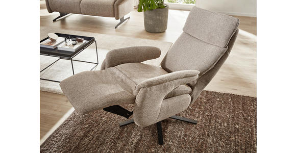 RELAXSESSEL Chenille Relaxfunktion, Rücken echt - Graubraun/Schwarz, KONVENTIONELL, Textil/Metall (70/117/85cm) - Dieter Knoll