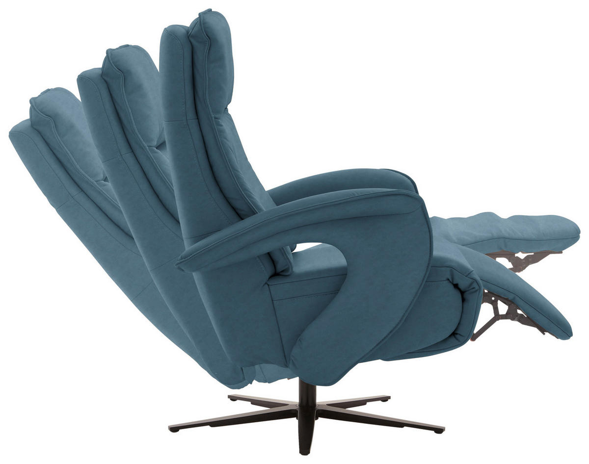 RELAXSESSEL in Leder Blau  - Blau/Schwarz, Design, Leder/Metall (77/110/87cm) - Valdera