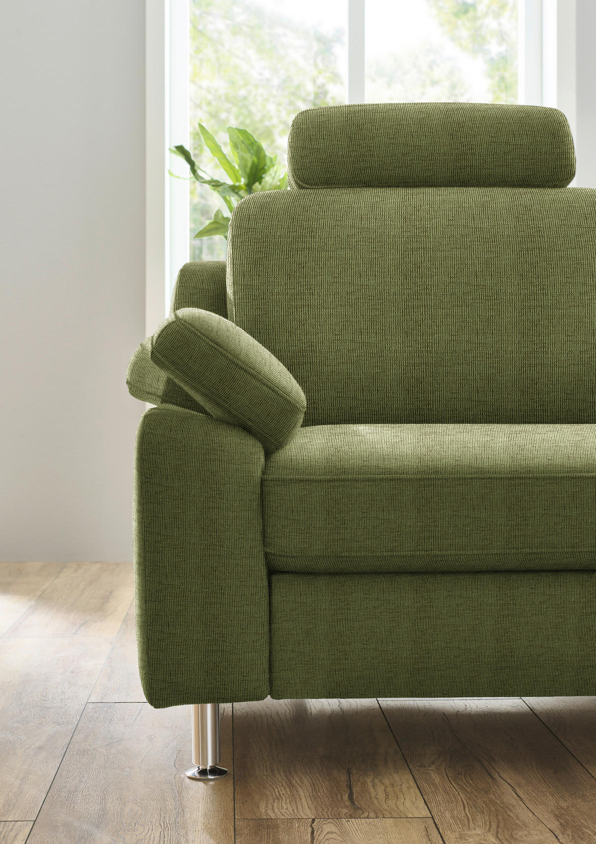 ECKSOFA in Webstoff Grün  - Alufarben/Grün, Konventionell, Textil/Metall (241/200cm) - Beldomo System