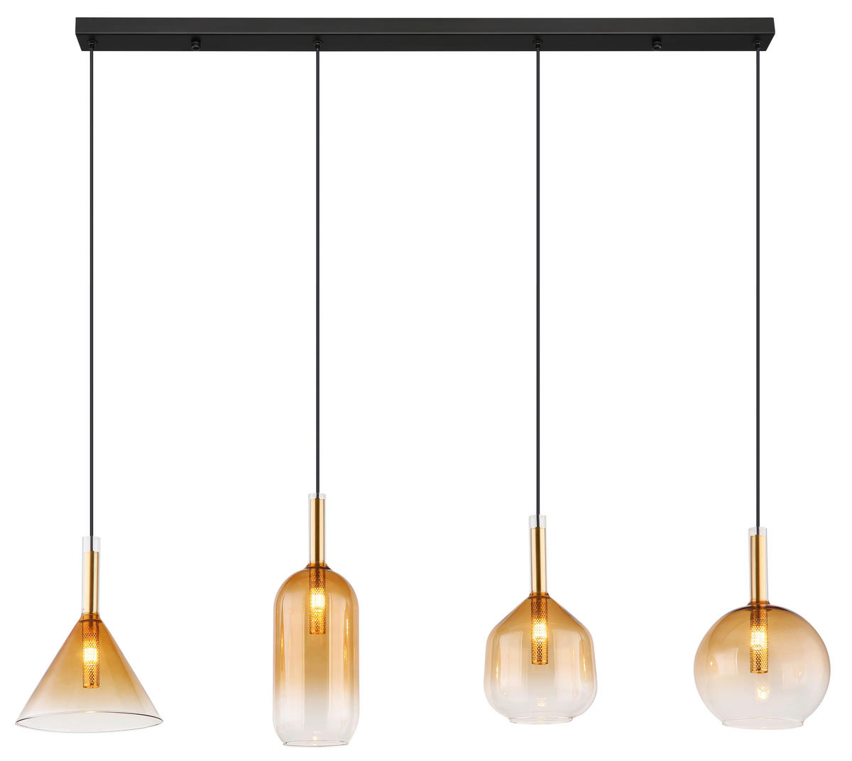 HÄNGLAMPA 112/20/120 cm  - klar/mässingsfärgad, Klassisk, metall/glas (112/20/120cm) - Globo