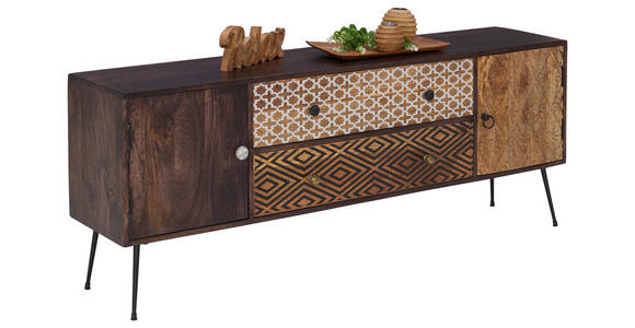 LOWBOARD in 157/60/35 cm - Messingfarben/Multicolor, LIFESTYLE, Holz/Metall (157/60/35cm) - Landscape