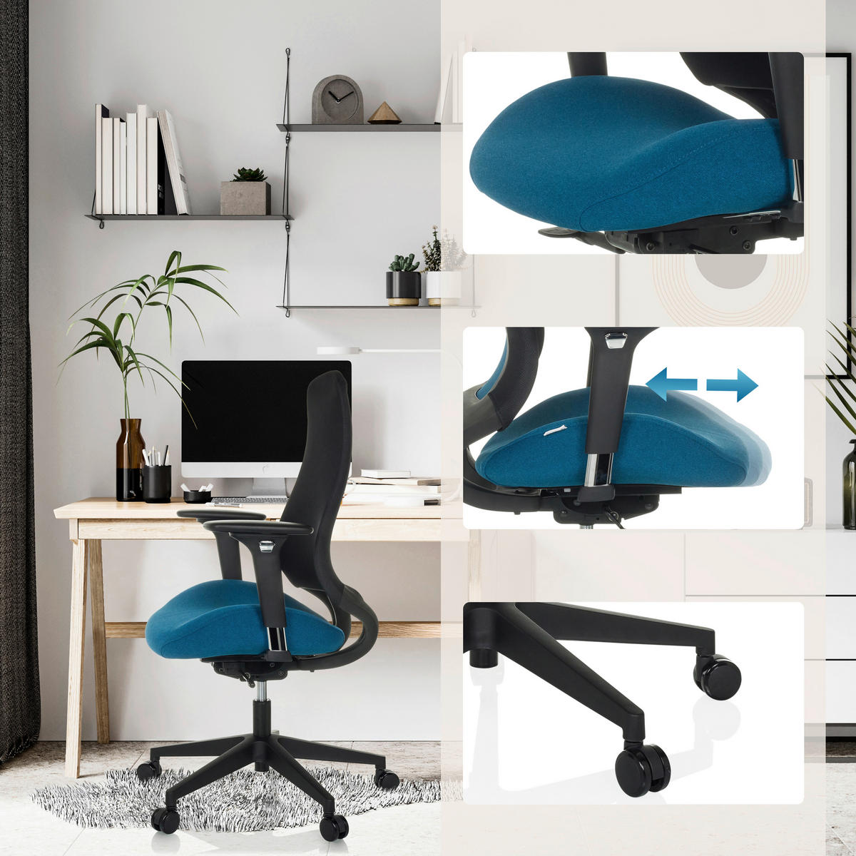SNURRSTOL  i flatväv mörkblå  - svart/mörkblå, Modern, textil/plast (67/111 - 120/64cm) - MID.YOU