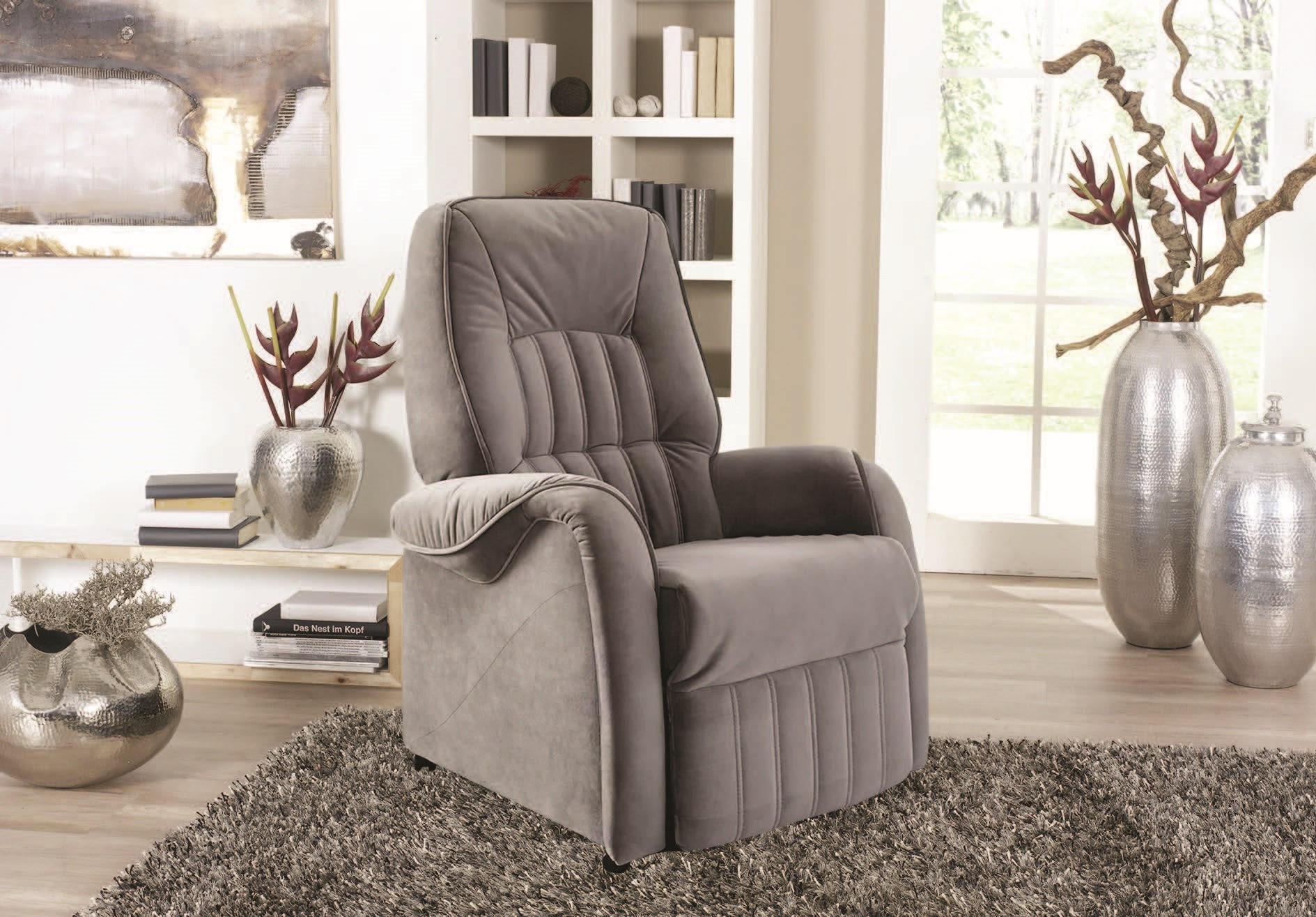 TV-FOTELJ,  siva tekstil - črna/siva, Design, tekstil (78/107/93cm) - Himolla