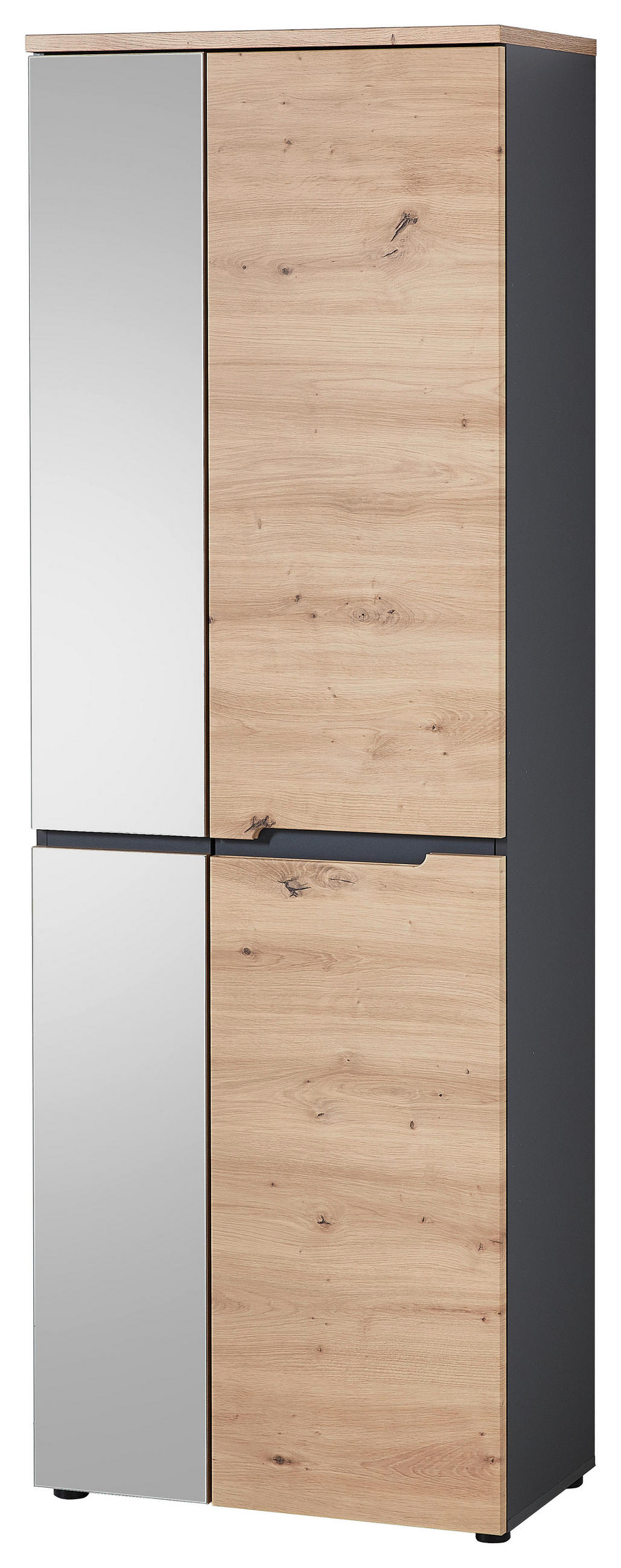 GARDEROBE 7-teilig  in 255/192/38 cm  - Graphitfarben/Eiche Artisan, Design, Glas/Holzwerkstoff (255/192/38cm) - Voleo