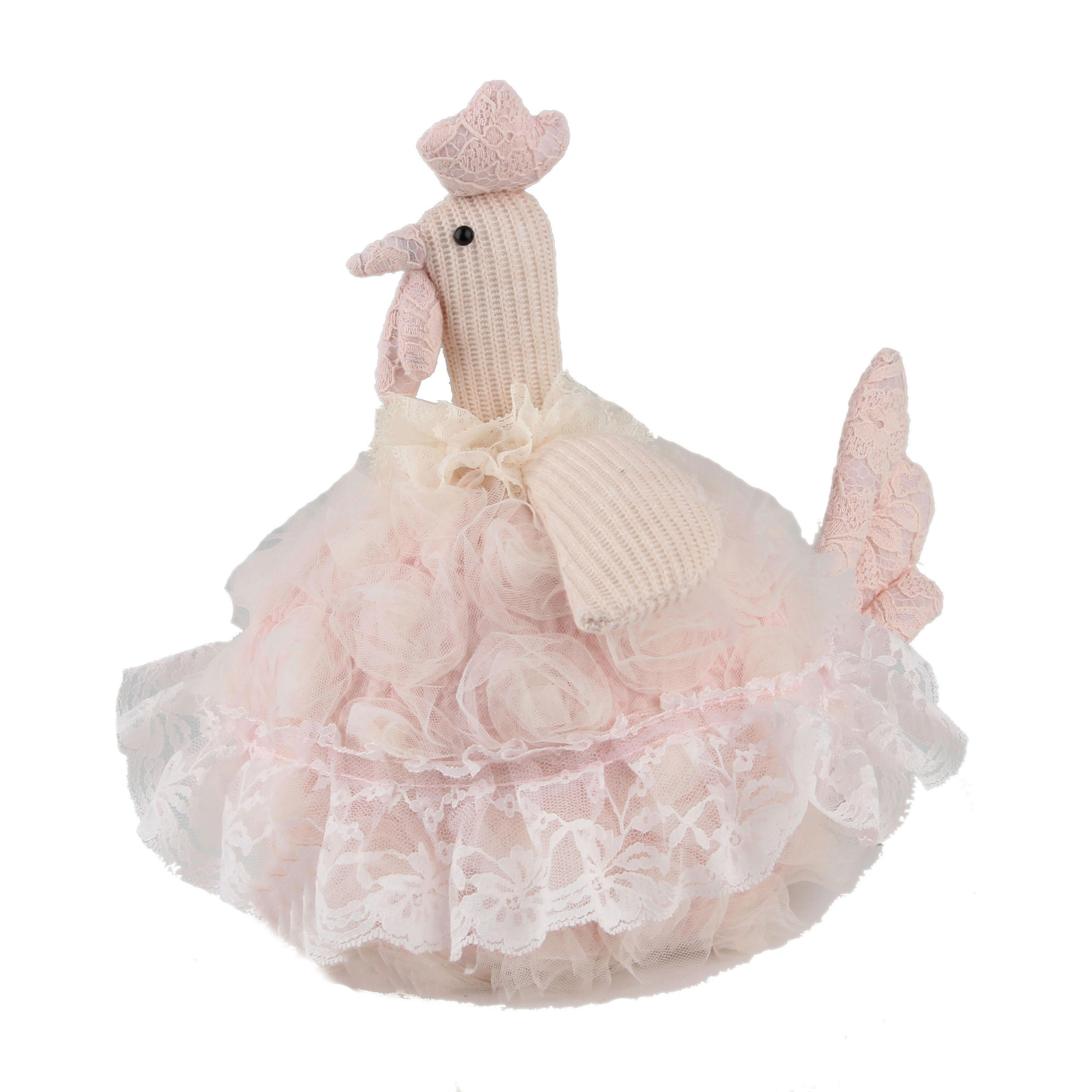 DEKOHUHN - Rosa, LIFESTYLE, Textil/Stein (25/28/25cm)