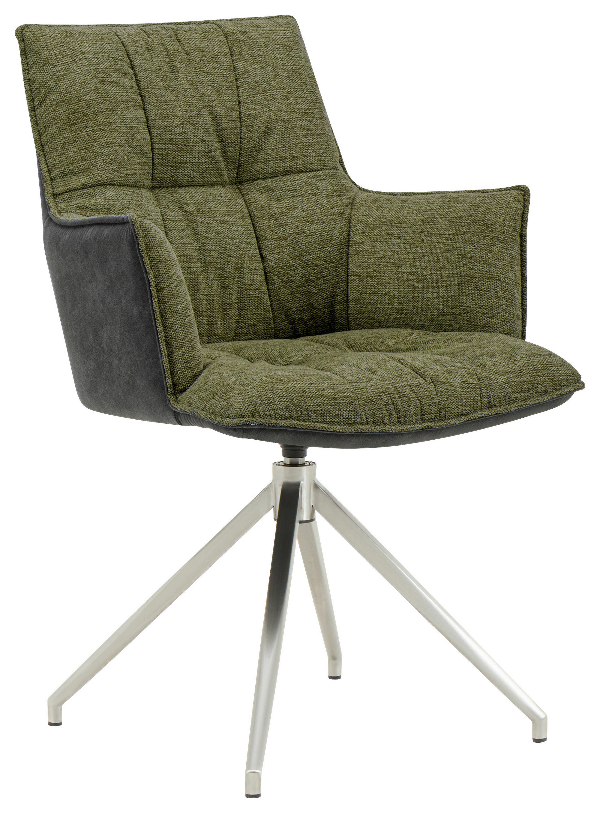ARMLEHNSTUHL  in Edelstahl Mikrofaser, Leinenoptik  - Edelstahlfarben/Anthrazit, Design, Textil/Metall (59/89,5/63cm) - Novel