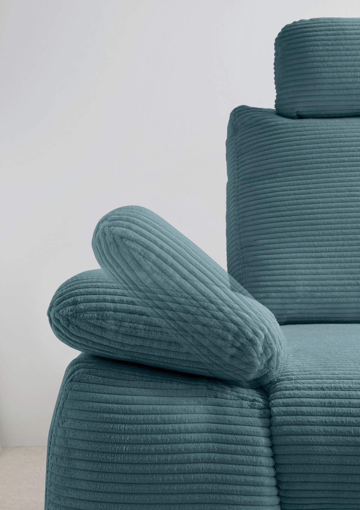 ECKSCHLAFSOFA in Cord Petrol  - Wildeiche/Petrol, Modern, Holz/Textil (261/206cm) - Livetastic