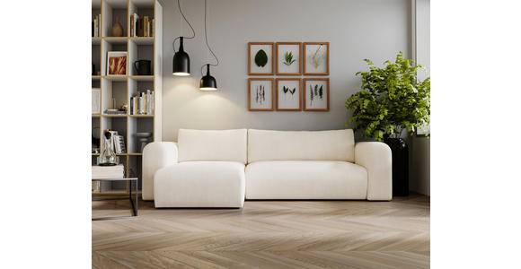 ECKSOFA in Cord Creme  - Creme/Schwarz, MODERN, Kunststoff/Textil (150/245cm) - Carryhome