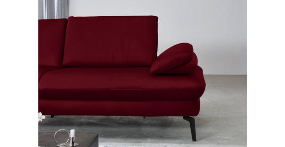 ECKSOFA in Echtleder Dunkelrot 157/325 cm - Schwarz/Dunkelrot, Design, Leder/Metall (157/325cm) - Dieter Knoll