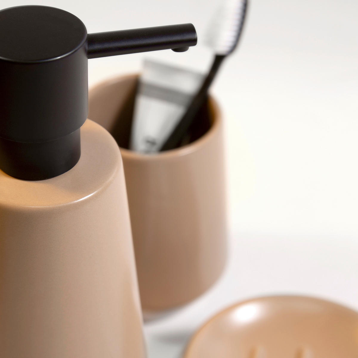 ZAHNBÜRSTENHALTER Keramik  - Cappuccino, Basics, Keramik (9/11,5cm) - Spirella