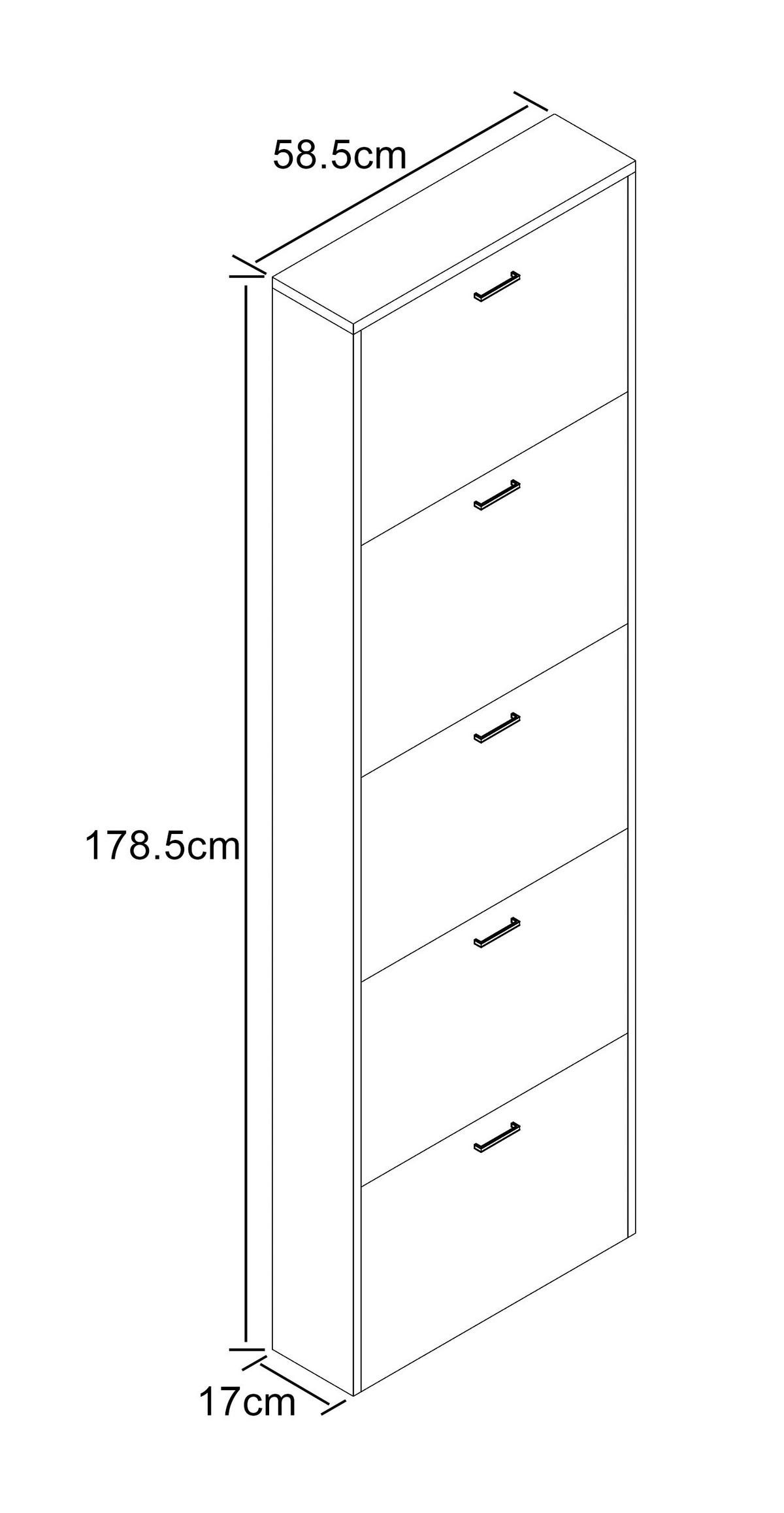 SCHUHSCHRANK Honigeiche  - Honigeiche/Silberfarben, Design, Holzwerkstoff/Kunststoff (59/179/17cm) - MID.YOU