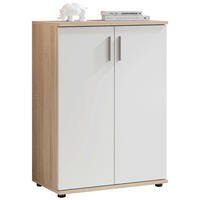 KOMODA, bela, hrast sonoma  - srebrne barve/bela, Design, umetna masa/leseni material (60/82/35cm) - Boxxx