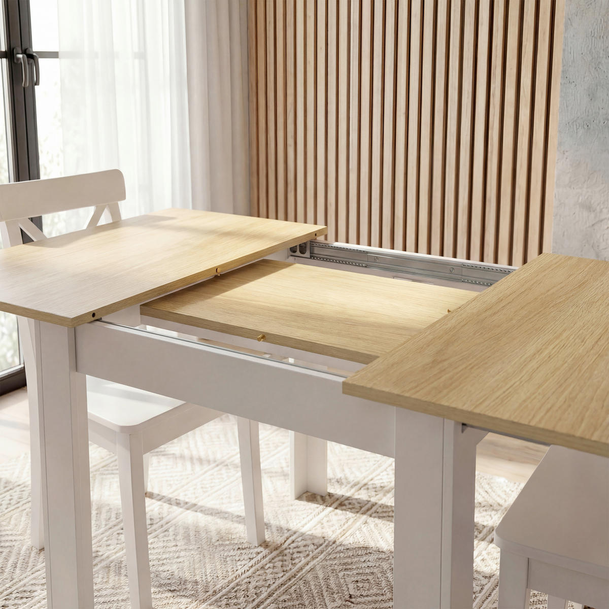 ESSTISCH Nachbildung  Holzwerkstoff ausziehbar rechteckig Weiß, Honigeiche  - Honigeiche/Weiß, MODERN, Holzwerkstoff (80/75/80cm) - MID.YOU