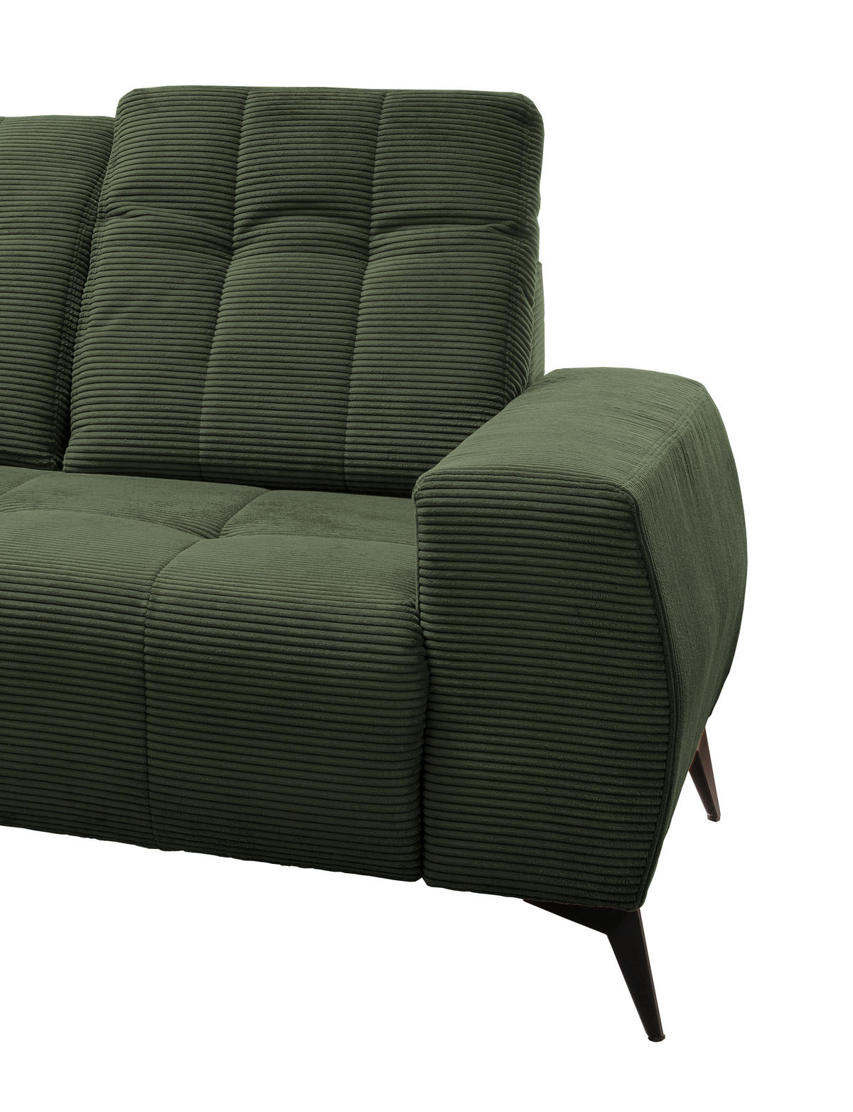 ECKSOFA in Cord Dunkelgrün  - Dunkelgrün/Schwarz, Modern, Textil/Metall (180/258cm) - Livetastic