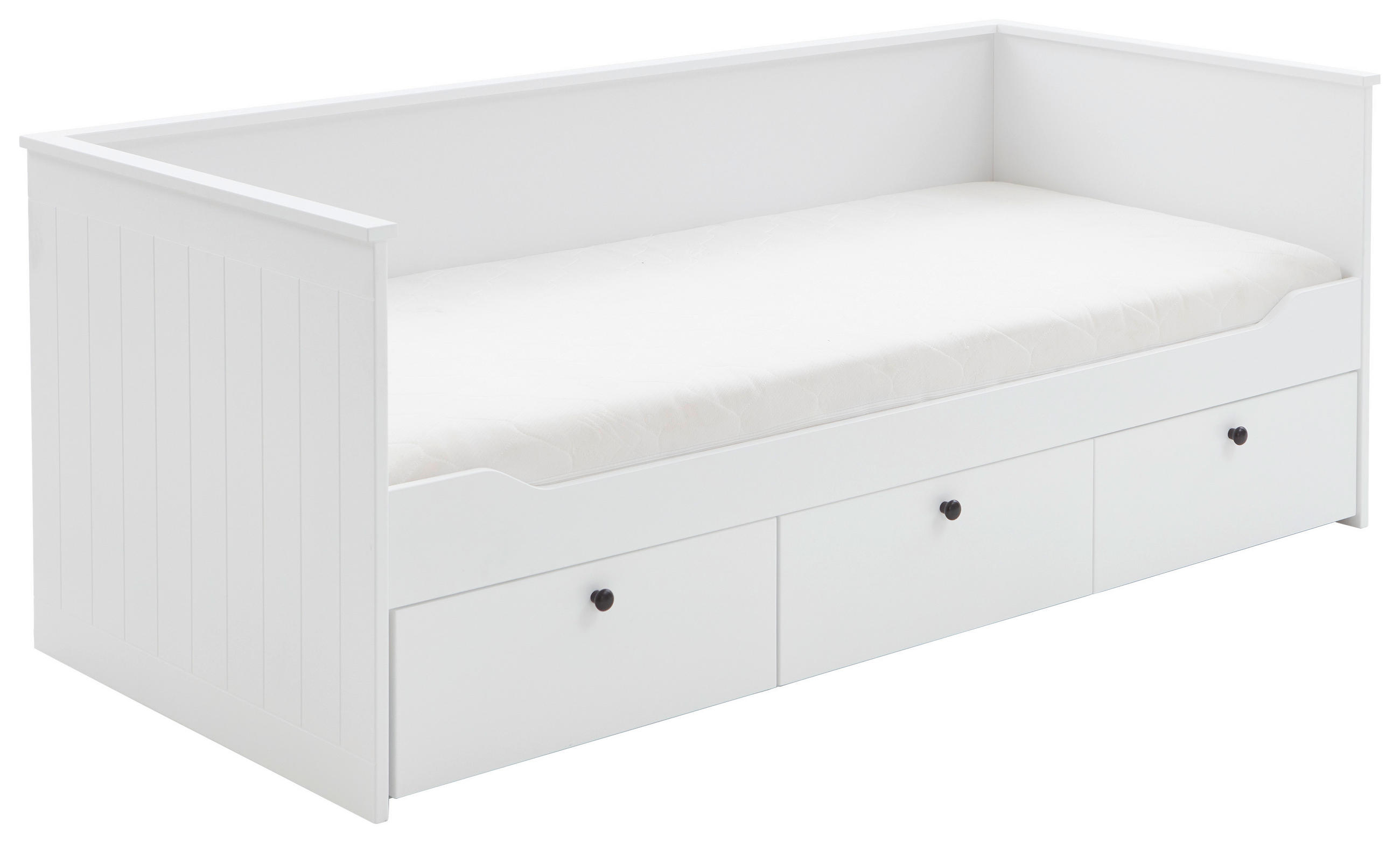 POSTEĽ, 90/200 cm biela - svetlohnedá/biela, Konventionell, drevo/kompozitné drevo (90/200cm) - Carryhome