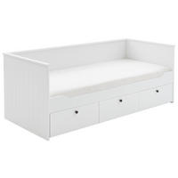 Pat, alb - alb/maro deschis, Konventionell, lemn/material pe bază de lemn (90/200cm) - Carryhome