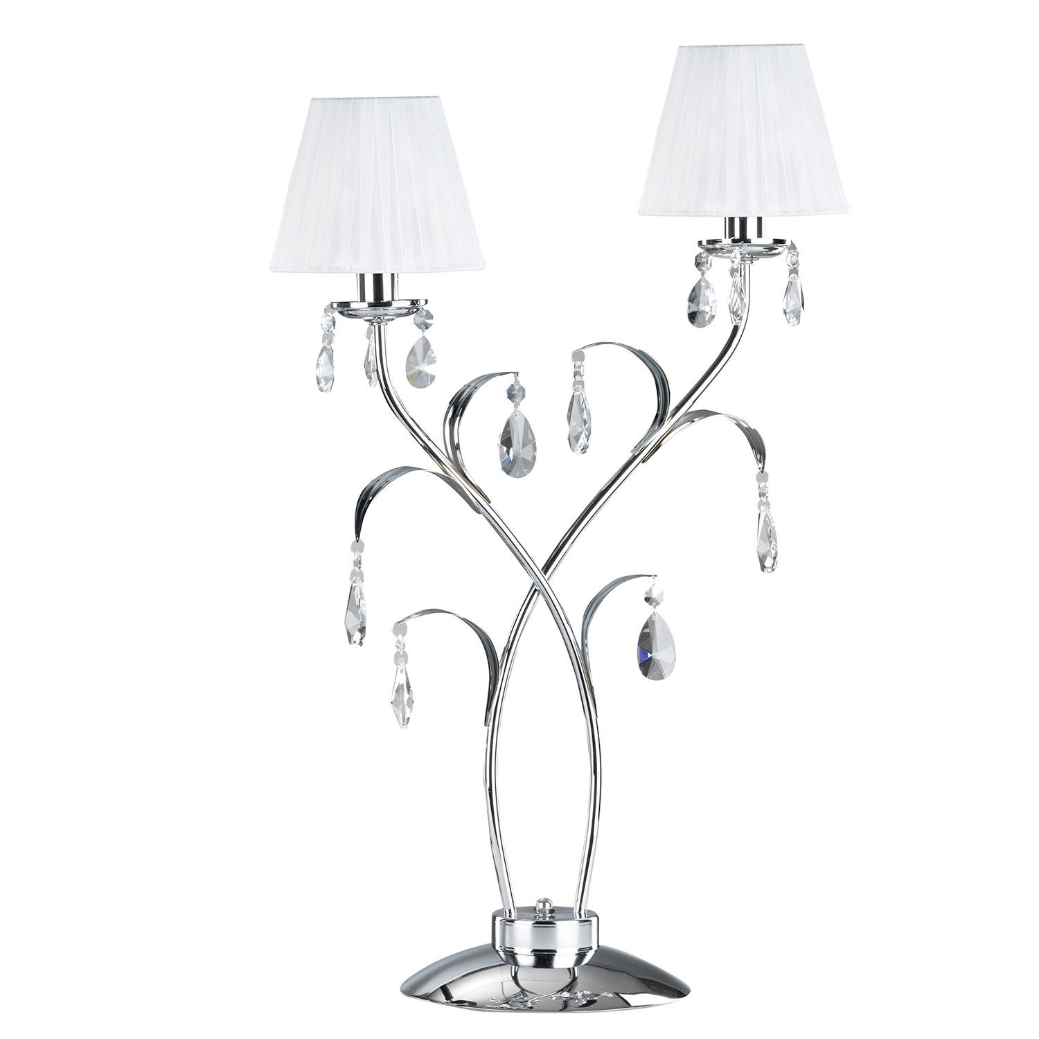 BORDSLAMPA I KRISTALL 45/70 cm   - vit/kromfärg, Klassisk, metall/glas (45/70cm)