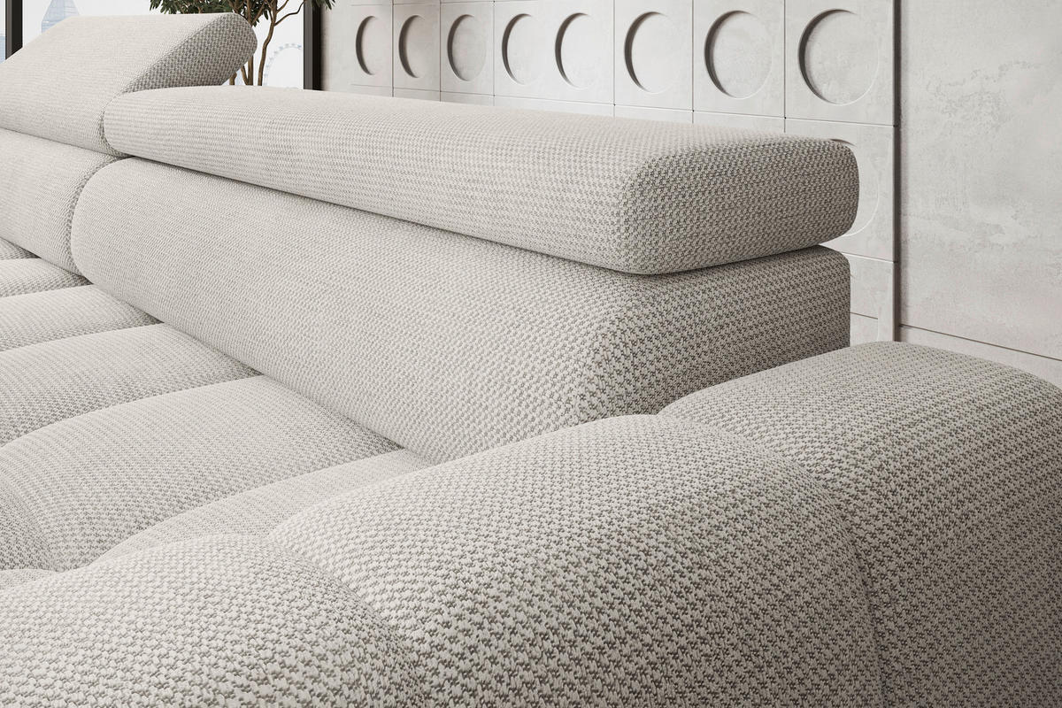 ECKSOFA in Webstoff Greige  - Greige/Schwarz, Trend, Kunststoff/Textil (168/285cm) - Livetastic