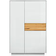 HIGHBOARD Weiß, Eichefarben  101/150/42 cm  - Eichefarben/Weiß, Design, Glas/Holz (101/150/42cm) - Novel