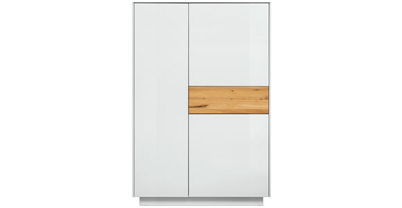 HIGHBOARD Weiß, Eichefarben 101/150/42 cm - Eichefarben/Weiß, Design, Glas/Holz (101/150/42cm) - Novel