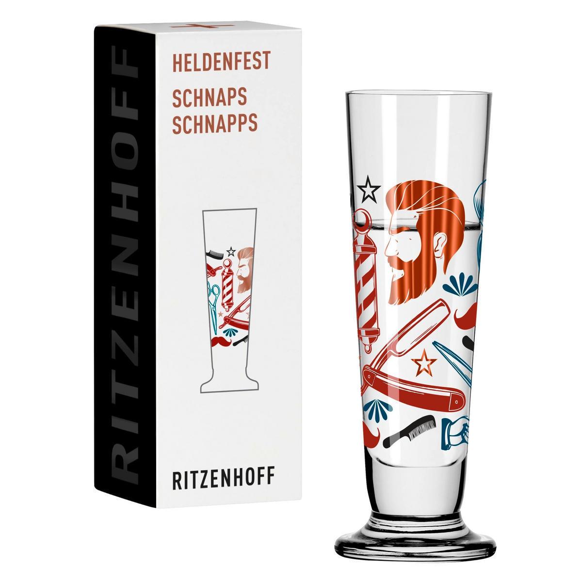 SCHNAPSGLAS 52 ml  - Blau/Rot, LIFESTYLE, Glas (3,5/3,5/11,3cm) - Ritzenhoff