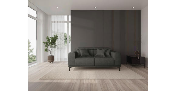 2-SITZER-SOFA  in Webstoff Dunkelgrau  - Dunkelgrau/Schwarz, KONVENTIONELL, Textil/Metall (200/80/113cm) - Carryhome