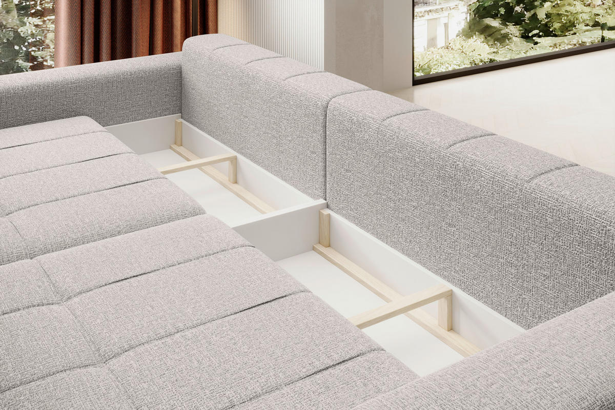 BIGSOFA Webstoff Silberfarben  - Silberfarben/Schwarz, Design, Kunststoff/Textil (278/73-83/130cm) - Welnova