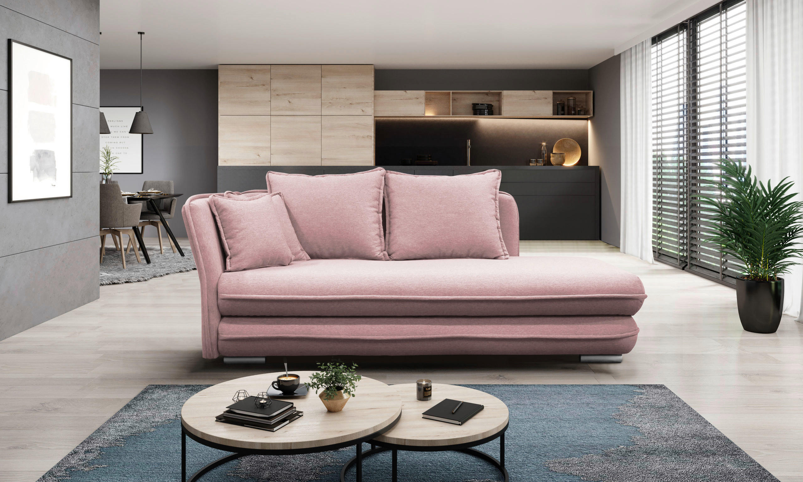 LIEGE Flachgewebe Rosa  - Silberfarben/Rosa, Design, Kunststoff/Textil (107/84/99/224cm) - MID.YOU