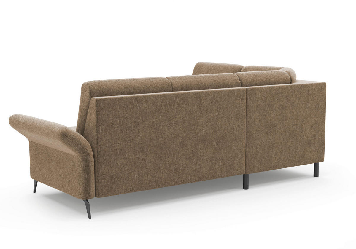 ECKSOFA ROCHELLE E Hellbraun Flachgewebe  - Hellbraun/Schwarz, KONVENTIONELL, Textil/Metall (216/240cm) - Sit & More
