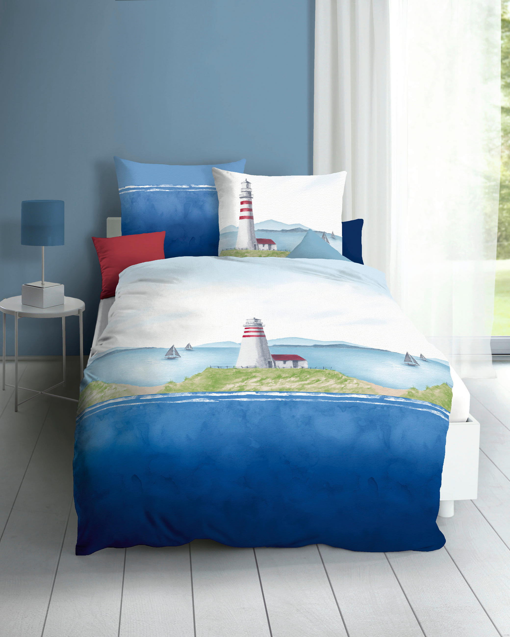 POSTELJNINA LIGHTHOUSE 140/200 cm mečkanka temno modra  - temno modra, Konvencionalno, tekstil (140/200cm) - Kaeppel