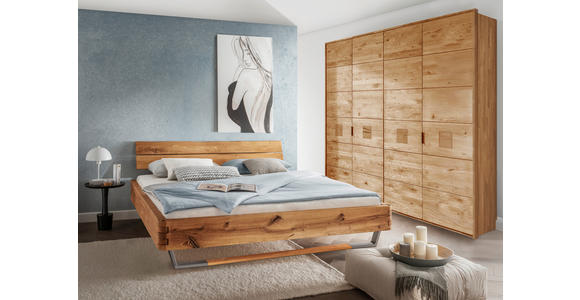 BALKENBETT 180/200 cm  in Wildeiche   - Wildeiche, Natur, Holz/Metall (180/200cm) - Valnatura