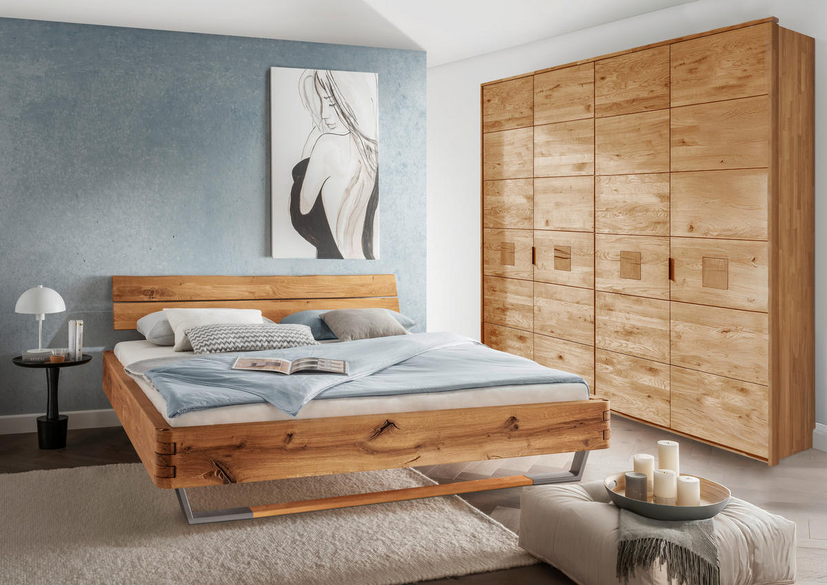 BALKENBETT 180/200 cm,  in Wildeiche,  - Wildeiche, Natur, Holz/Metall (180/200cm) - Valnatura