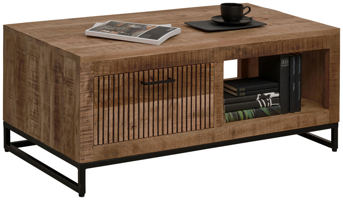 COUCHTISCH in Holz 110/60/45 cm  - Schwarz/Naturfarben, Design, Holz/Metall (110/60/45cm) - Carryhome