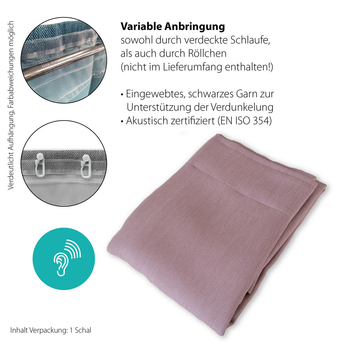 WÄRMESCHUTZVORHANG Verdunkelung  - Rosa, Basics, Textil (140/245cm)