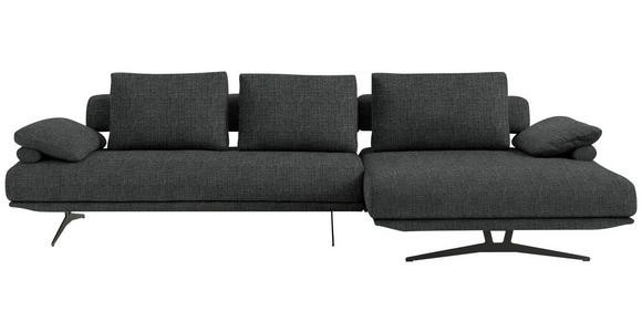 ECKSOFA  in Chenille Anthrazit Rückenkissen, Armlehnenkissen  334/168 cm  - Anthrazit/Schwarz, Design, Textil/Metall (334/168cm) - Dieter Knoll