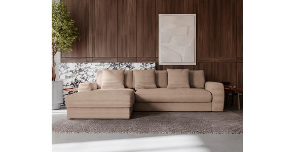 ECKSOFA in Cord Hellbraun 182/302 cm - Hellbraun/Schwarz, MODERN, Kunststoff/Textil (182/302cm) - Carryhome