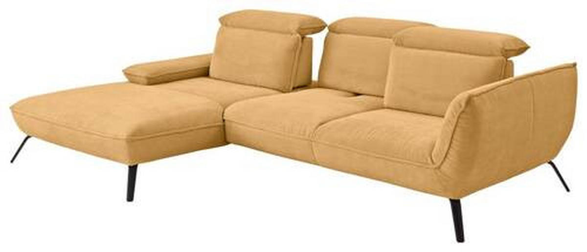 ECKSOFA in Cord Currygelb  - Currygelb/Schwarz, Design, Textil/Metall (202/301cm) - Moderano