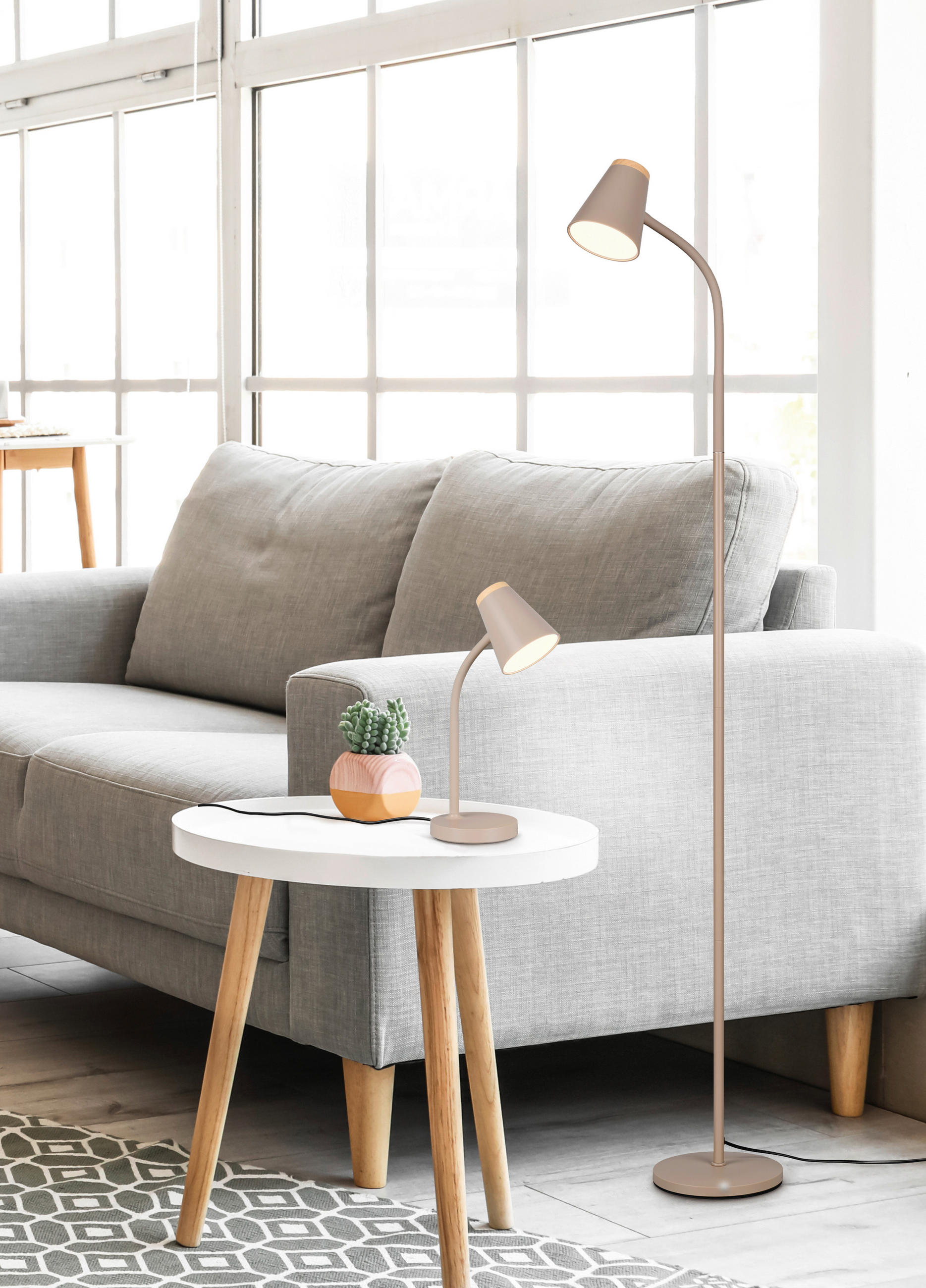 LED-GOLVLAMPA    - beige/grön, Basics, metall/plast (145/19.5/37cm)