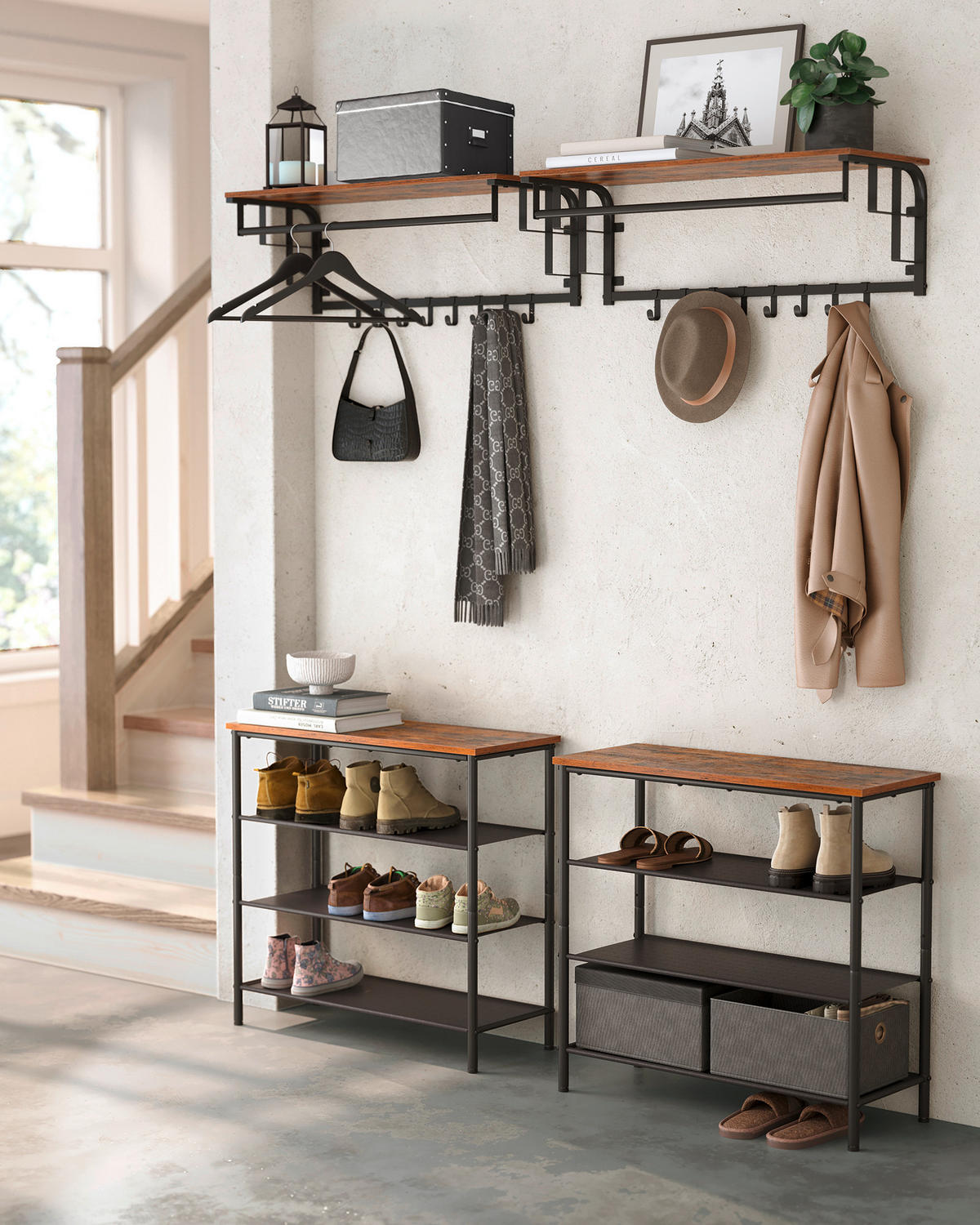 WANDGARDEROBE  in Braun, Schwarz  - Schwarz/Braun, Trend, Holzwerkstoff/Metall (80/27/30cm) - Boxxx