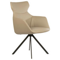 ARMLEHNSTUHL  in Echtleder pigmentiert  - Taupe/Schwarz, Design, Leder/Metall (65/91/63cm) - Dieter Knoll