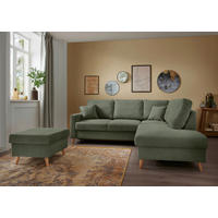 ECKSOFA in Chenille Dunkelgrün  - Dunkelgrün/Naturfarben, Modern, Holz/Textil (230/200cm) - Livetastic