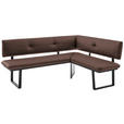 ECKBANK 205/165 cm  in Schwarz, Hellbraun  - Hellbraun/Schwarz, MODERN, Textil/Metall (205/165cm) - Cantus